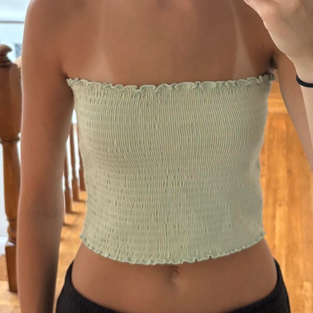 Hollister Aqua Smocked Crop Top